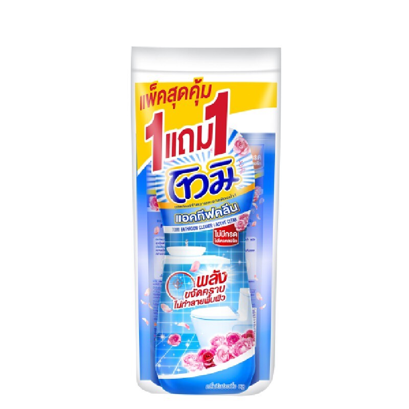 Tomi โทมิล้างห้องน้ำไม่กรด รุ่น 750 มล+400ถุง บลู แพ็กพิเศษ