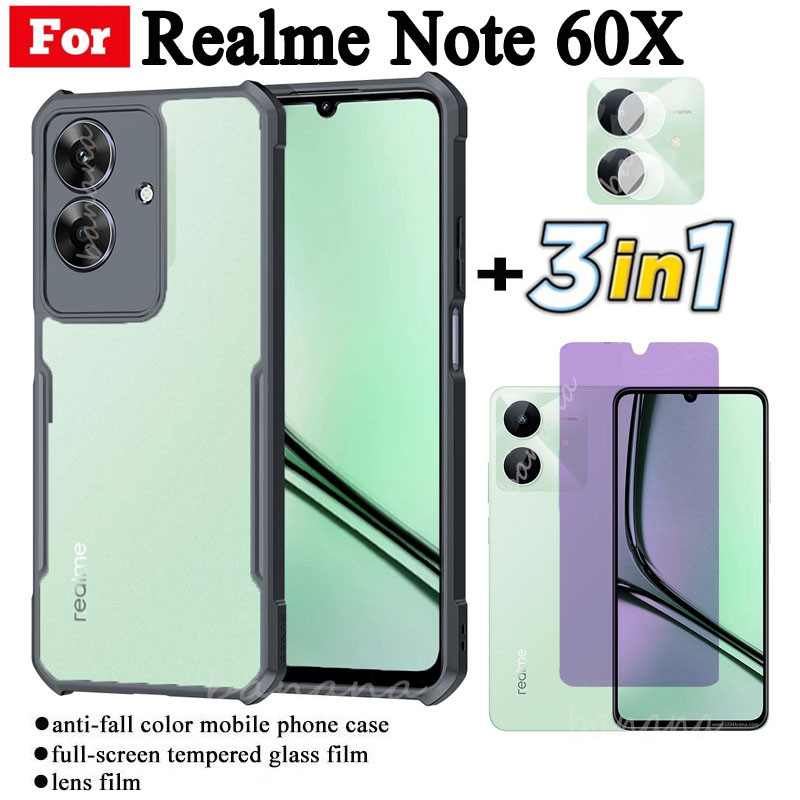 Realme Note 60X เคสโทรศัพท์กันกระแทกสําหรับ Realme Note 60 50 Anti-blue Ray กระจกนิรภัยและฟิล์มเลนส์