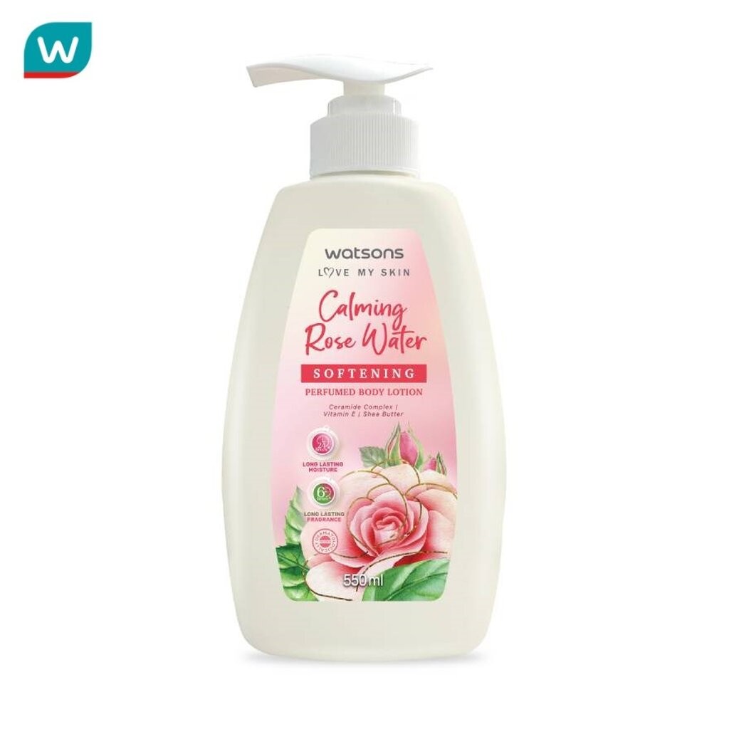 Watsons วัตสัน คาล์มมิ่ง โรส วอเตอร์ ซอฟเทนนิ่ง เพอร์ฟูม บอดี้ โลชั่น 550มล.