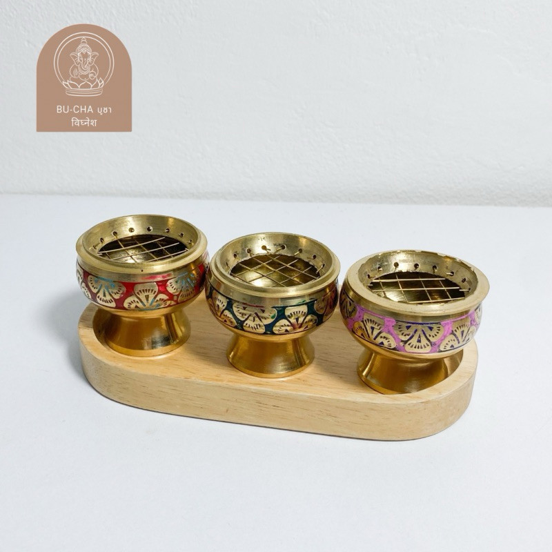 DT80-14 โถกำยานทองเหลือง 🏺 โถกำยาน (คละสี)