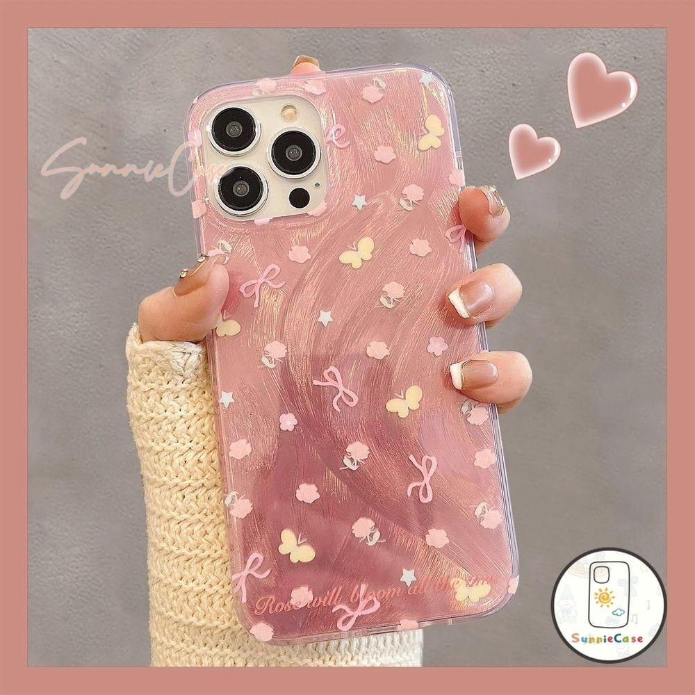 เคสไอโฟน สีชมพู โบว์ แฟนซี สำหรับ IPhone 13 12 14 11 15 16 Pro Max XR X XS 8Plus 7Plus Max 7 8 15 Plus SE เปลือกนิ่ม เคส