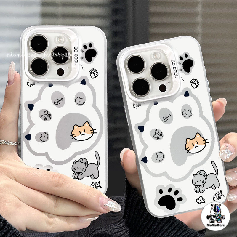 กรงเล็บแมวน่ารัก เคสไอโฟนหรูหราไฮโซ เคสโทรศัพท์ For IPhone 11 13 12 14 15 16 Pro Max 8P 7P X XR XS Max SE เคส กันกระแทก