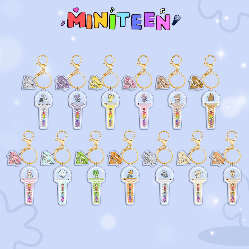 Kpop Idol Seventeen พวงกุญแจอะคริลิค Miniteen Lightstick พวงกุญแจ