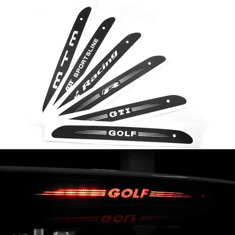 Carbon Fiber Stickers Decals High Mounted Stop Brake Lamp Light Car Styling For VW Volkswagen GOLF 6
