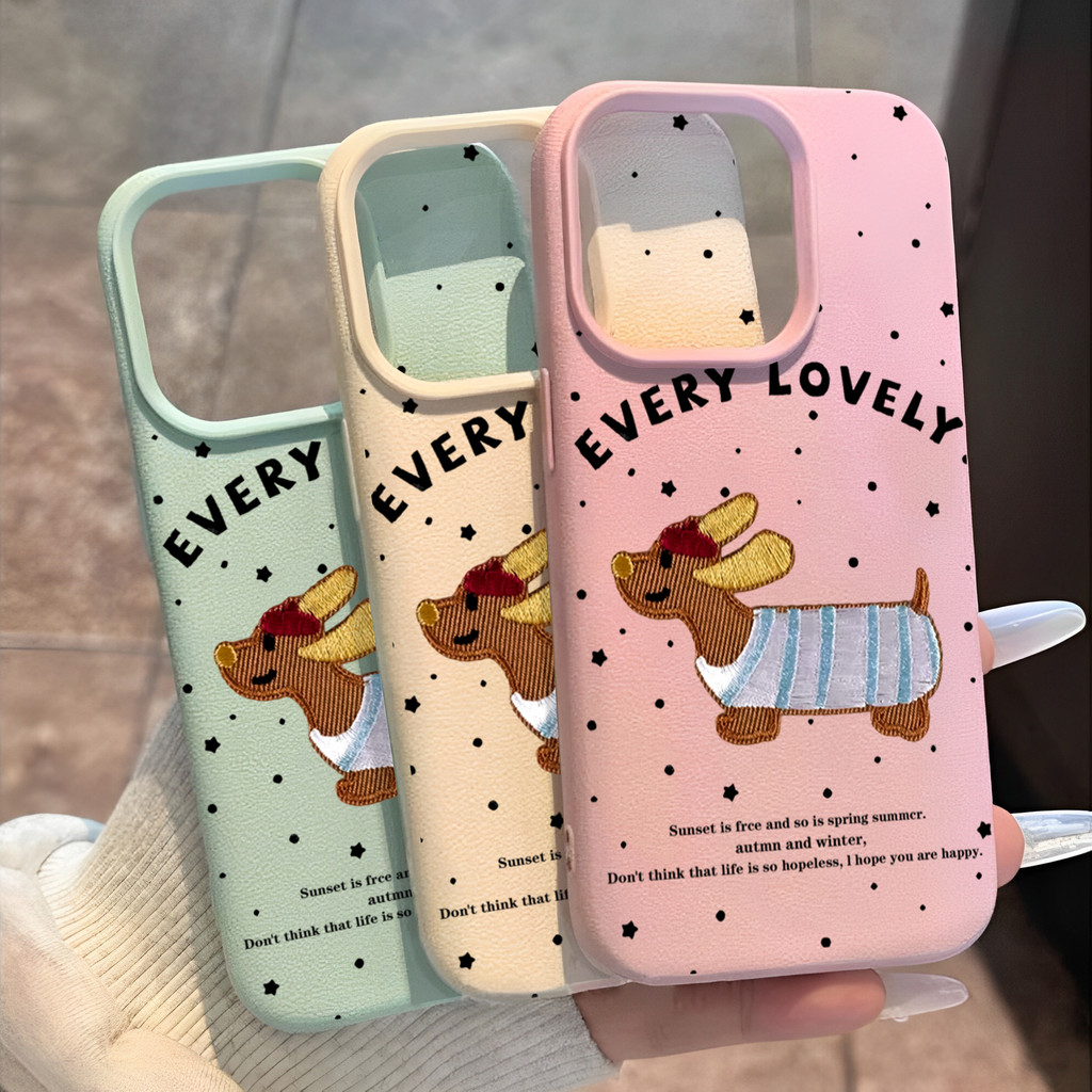 เคสไอโฟน 13 สำหรับ IPhone 11 12 14 15 16 Pro MAX 14 15 16 Plus XR XSMAX 7PLUS SE2 ดัชชุนด์สุดน่ารักเคสโทรศัพท์หนังเทียม