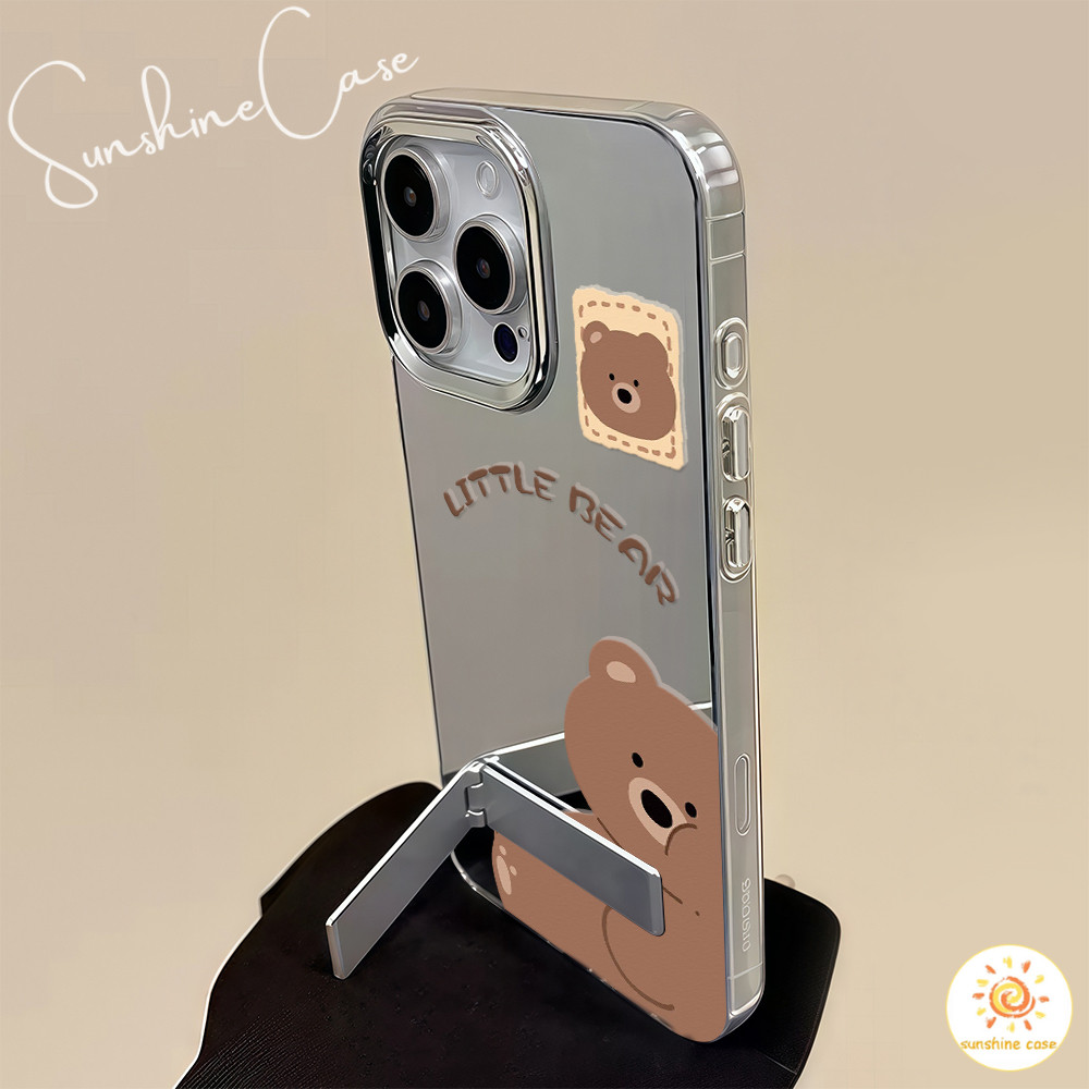 ส่งจากไทย เคสไอโฟน15 หมีสีน้ำตาล น่ารัก เคสกระจกเงาขาตั้งใช้กับIPhone11 12 13 14 15 16 Pro PROMAX 7/8PLUS X XR XS SE2020 - รูปที่ 2
