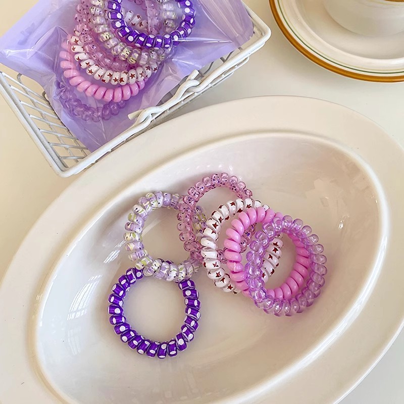 6pcs/ต่อแพ็ค ยางรัดผม โดปามีน เครื่องประดับผม สําหรับผู้หญิง ยืดหยุ่นได้ดีมาก สไตล์เกาหลี หลากสี G3259 - รูปที่ 4