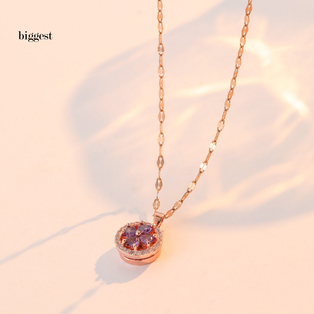 BGT สร้อยคอไทเทเนียมเหล็กน้ําหนักเบาจี้ประกายพลอยเทียมดอกไม้สร้อยคอหรูหราไทเทเนียมเหล็กเค้นคอสําหรับ