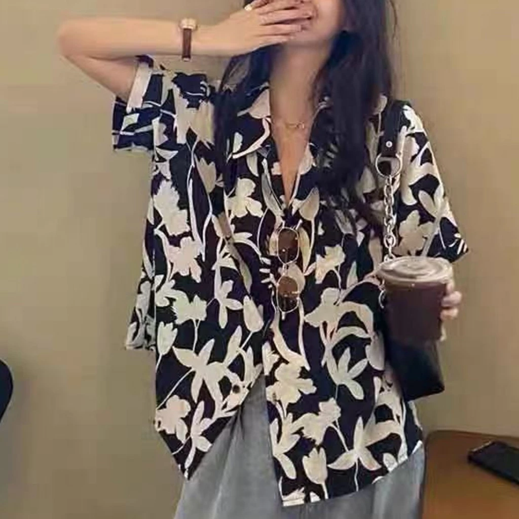 เสื้อเชิ้ตฮาวาย แขนสั้น ลายดอก ผ้าไหมอิตาลี สไตล์เกาหลี thumbnail 8