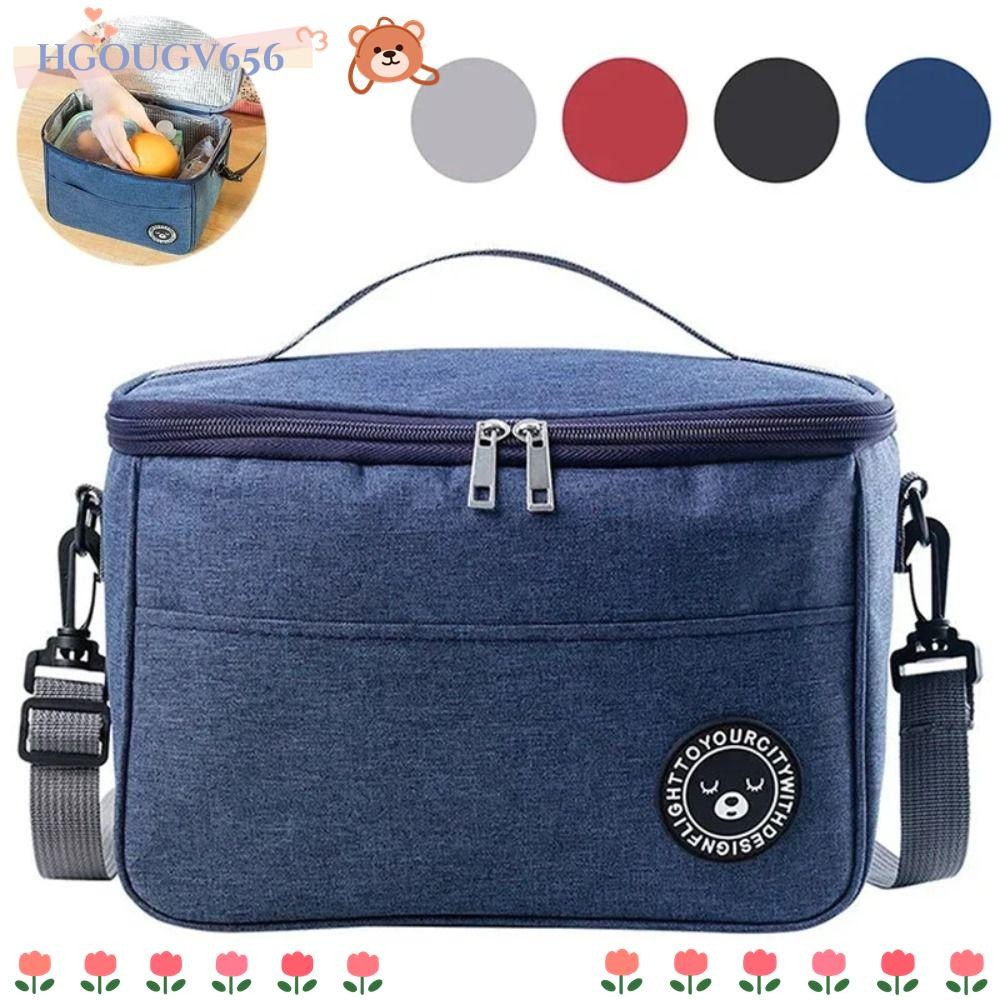 HGOUGV656 Tote ฉนวนเก็บความร้อน, กระเป๋าใส่ข้าวกลางวันแบบพกพาแบบหนาแบบมือถือ, กระเป๋าถือเก็บความเย็นกันน้ําที่ทนทาน