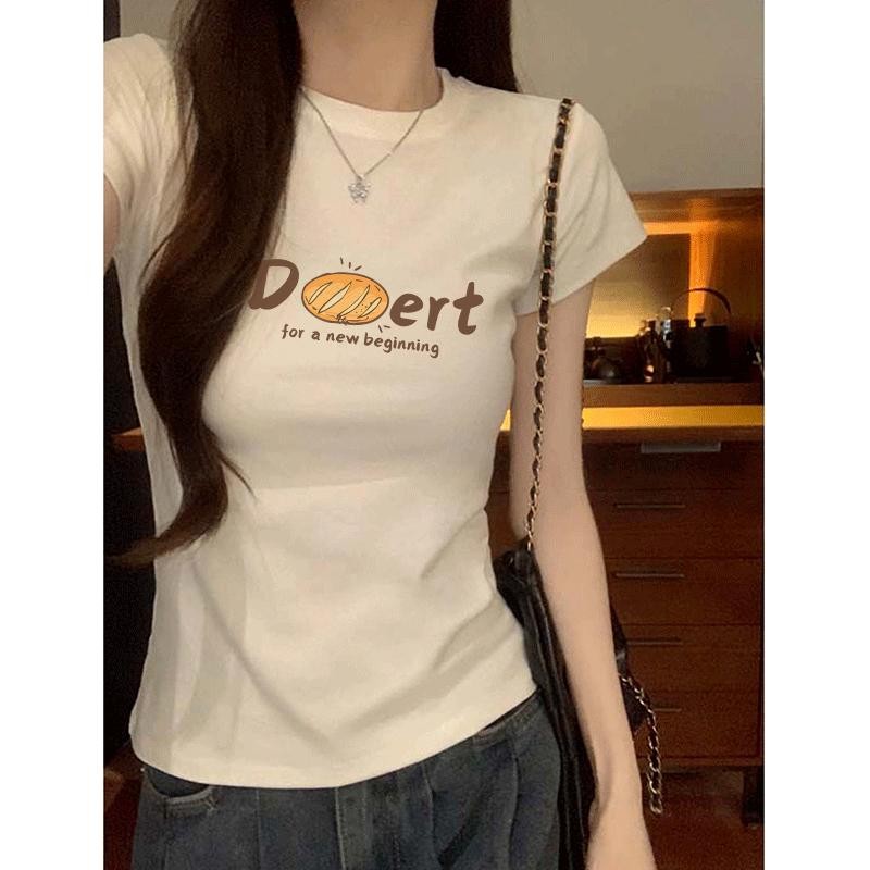 เสื้อยืด ลายการ์ตูนดาว ดีไซน์พิมพ์ลาย คอกลม แขนสั้น สำหรับผู้หญิง