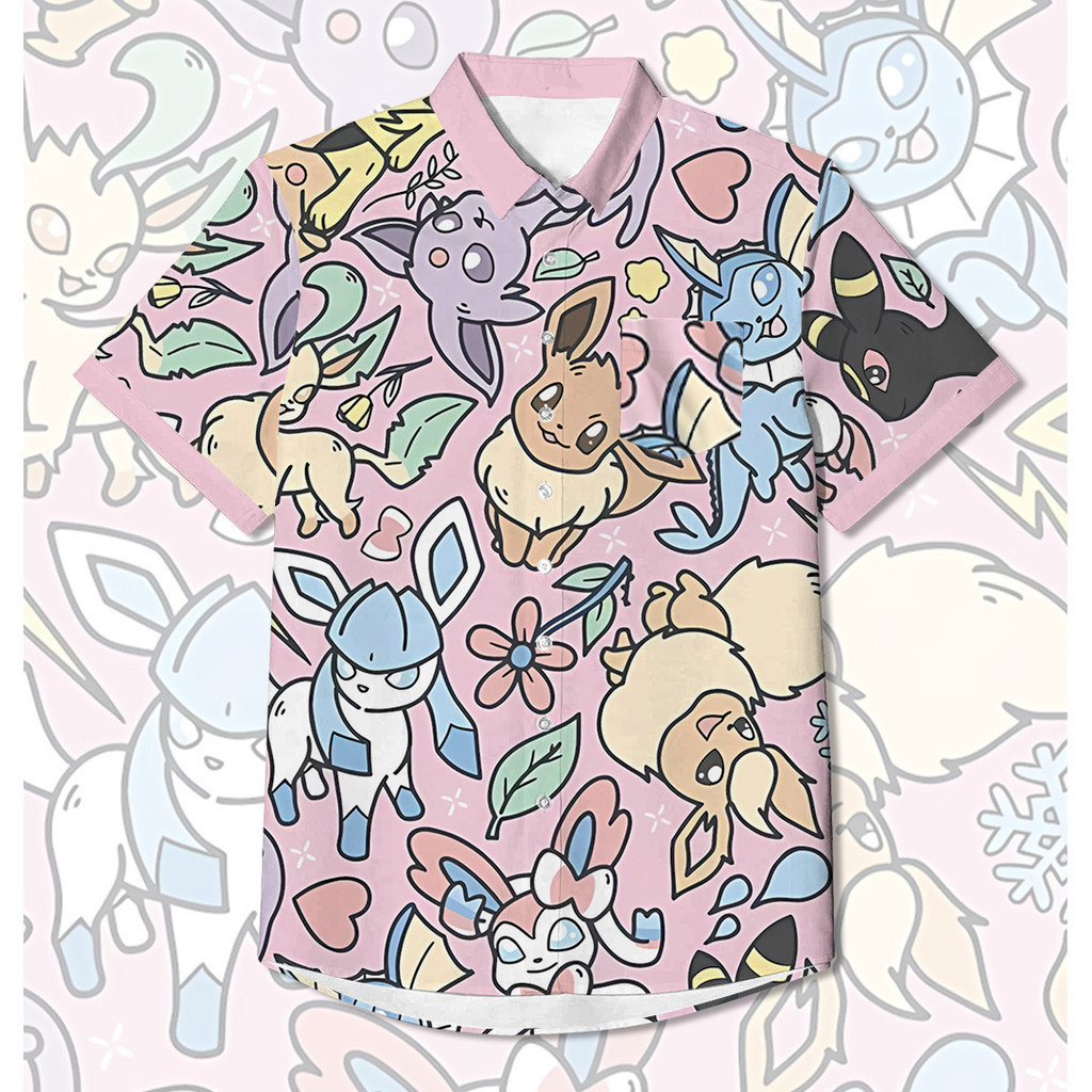เสื้อซัมเมอร์ผลไม้เรียบๆ ลายโปเกม่อนโปเกม่อน เสื้อน่ารักคูลๆ
