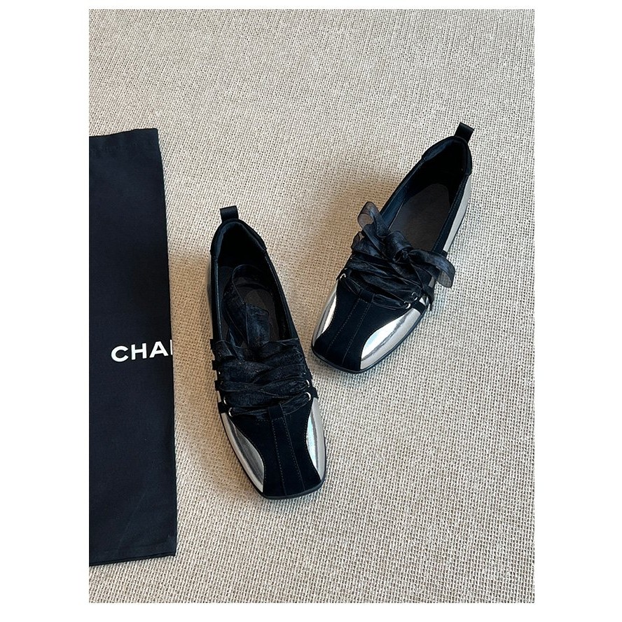 รองเท้าส้นแบนผู้หญิง หัวเหลี่ยม แบบผูกเชือก แฟชั่นลำลอง มูเลส - รูปที่ 7