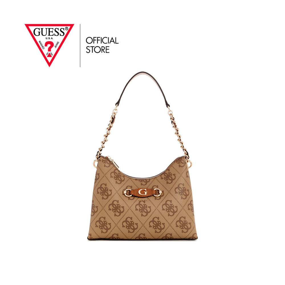 GUESS กระเป๋า รุ่น OS865401 IZZY TOP ZIP SHOULDER BAG สีน้ำตาล