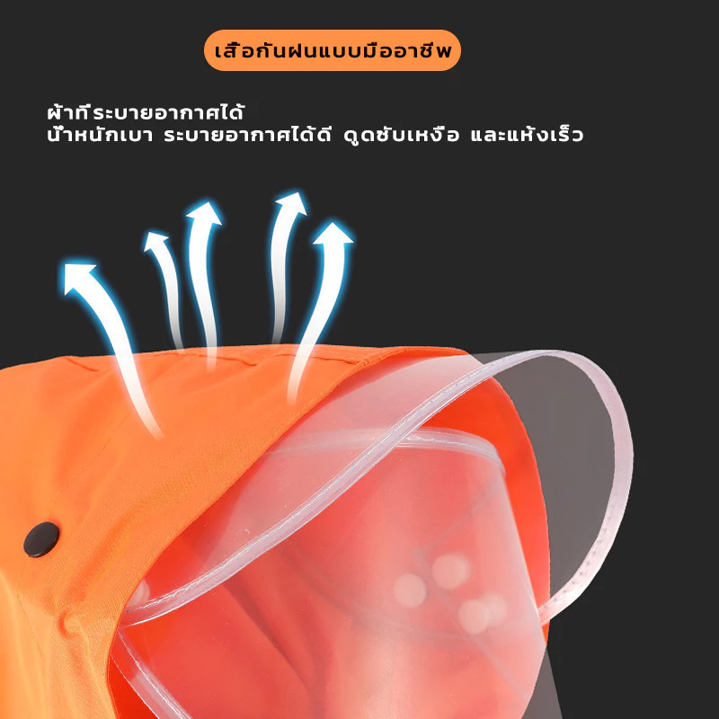 ชุดเสื้อกันฝนกางเกง มีที่กันหน้า สีดำ thumbnail 7
