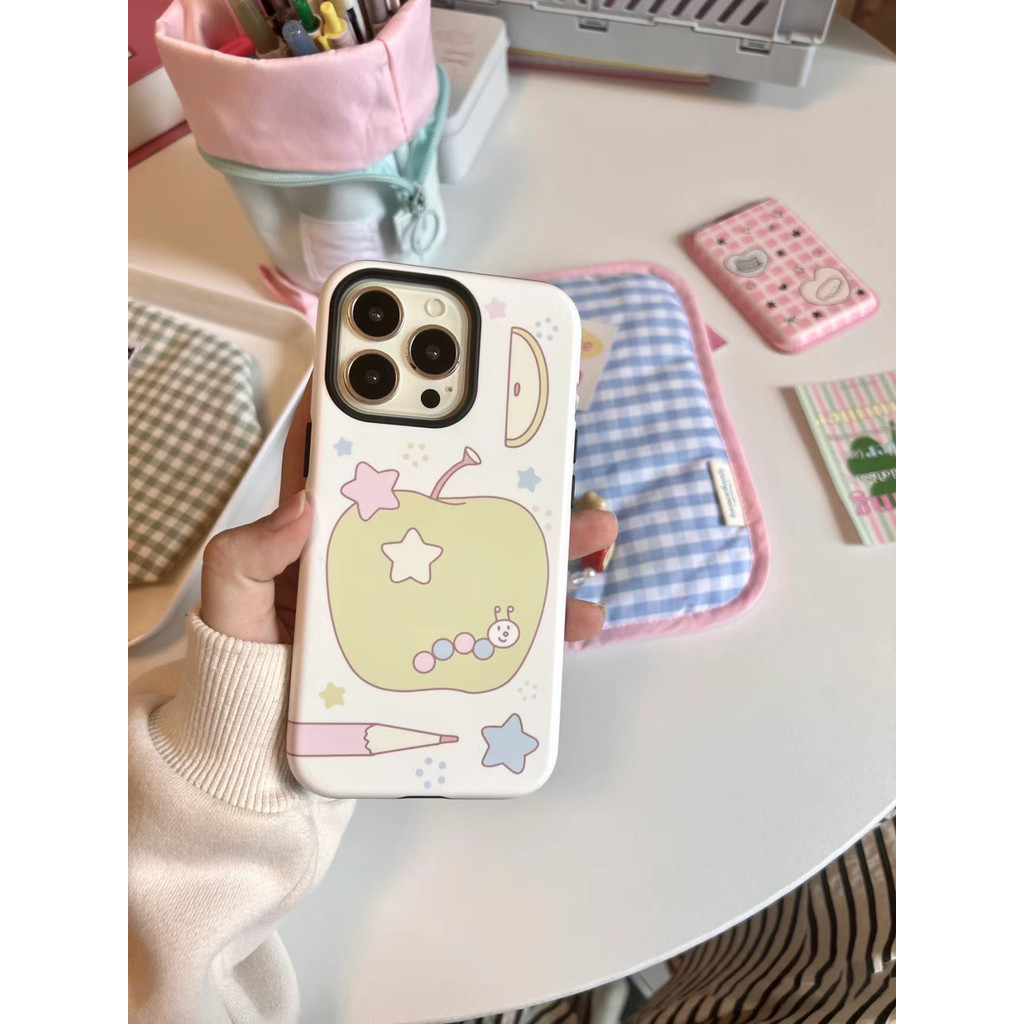 เคสโทรศัพท์ Green Apples 2-in-1 เข้ากันได้กับ iPhone 15 Pro Max, Apple 16 14 Plus 11/12/13 Pro Max, เคสป้องกันกันกระแทกใหม่