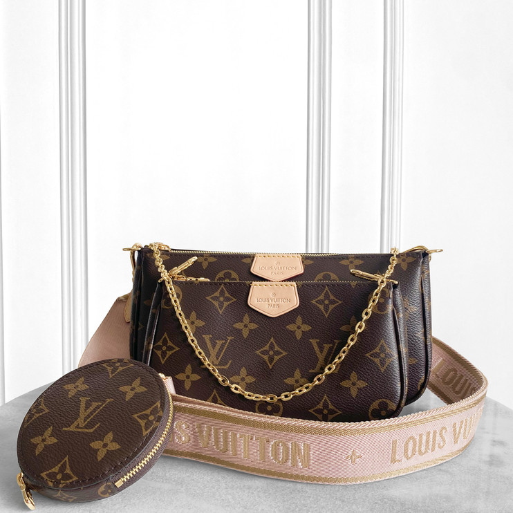 สินค้าแท้มือสอง  LV กระเป๋ารุ่น Multi Pochette Accessoires กระเป๋าสะพายข้าง 5in1 กระเป๋าผู้หญิง  M44