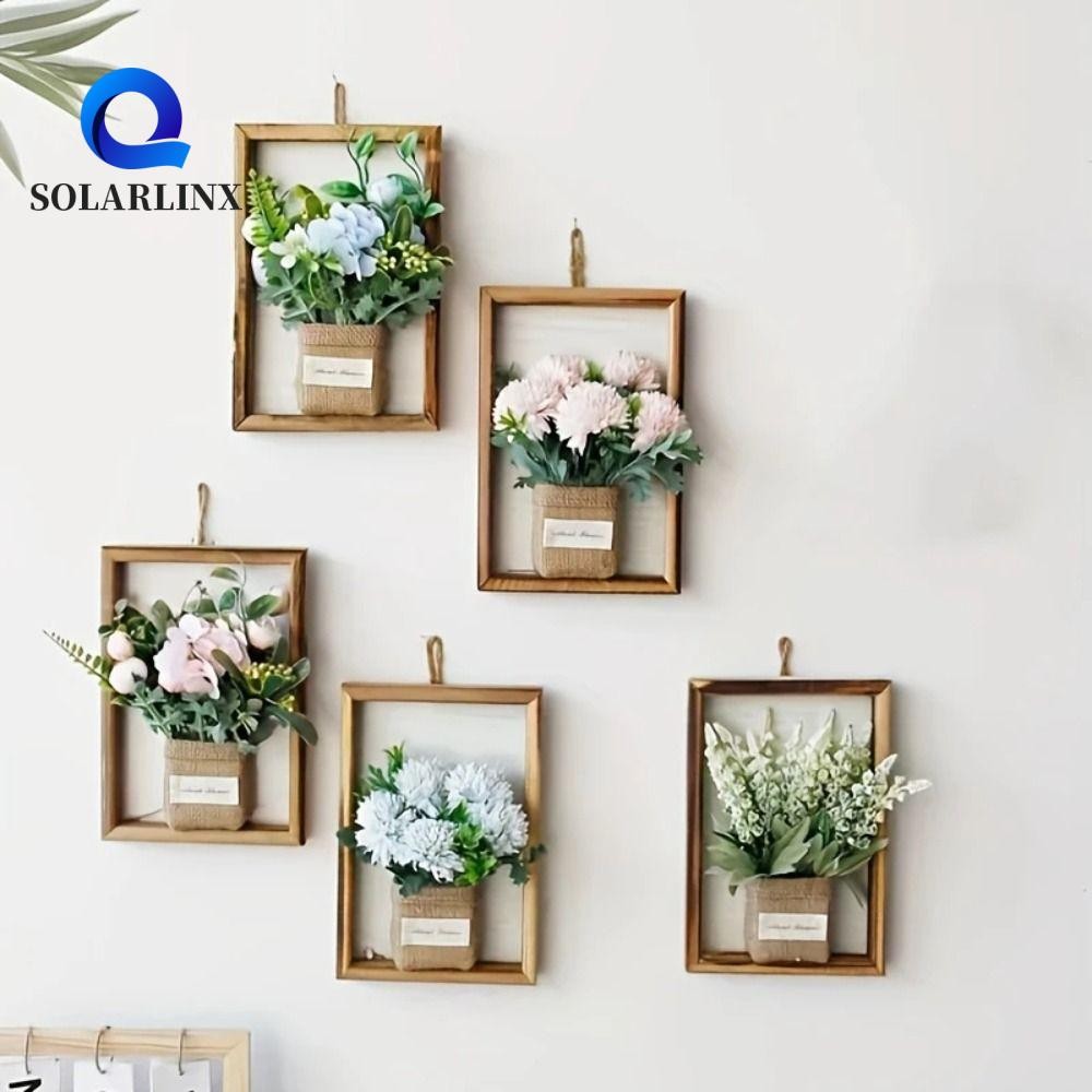 SOLARLINX ดอกไม้เทียมผนัง,3D ไม้ไฮเดรนเยียตกแต่งผนัง,งานฝีมือตกแต่งบ้านแขวนผนังกรอบรูป Bud ไฮเดรนเยียเลียนแบบดอกไม้ตกแต่งบ้าน
