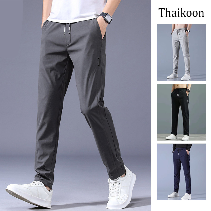 กางเกงลําลองขาเรียวเข้ารูปสําหรับผู้ชาย – กางเกงสปอร์ตกระชับสัดส่วนพร้อมดีไซน์ กระแสน้ํา