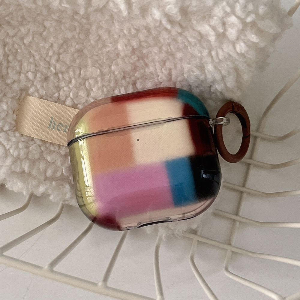 สีฟ้าสีชมพู Splicing สีตารางสําหรับ Airpods Pro3 2025 Pro รูปที่ 8