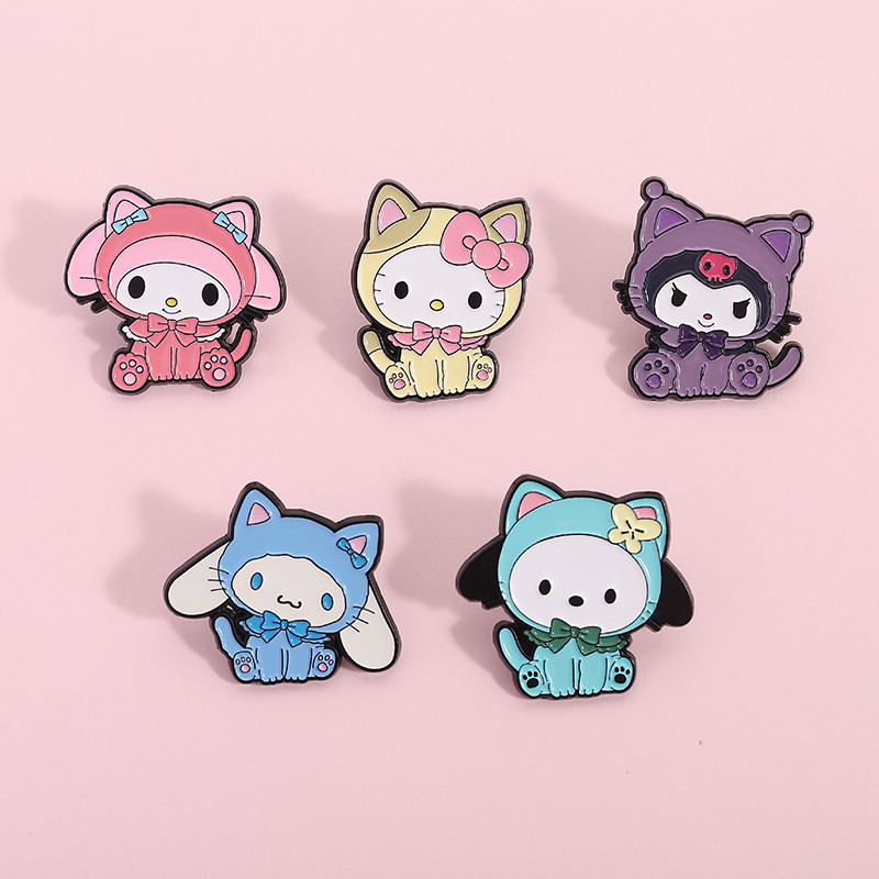 น่ารัก Kuromi หูใหญ่สุนัขเข็มกลัด Pins Kawaii อะนิเมะเข็มกลัดป้ายโลหะกระเป๋าเป้สะพายหลังเสื้อผ้าอุปกรณ์เสริมของขวัญสําหรับเด็ก