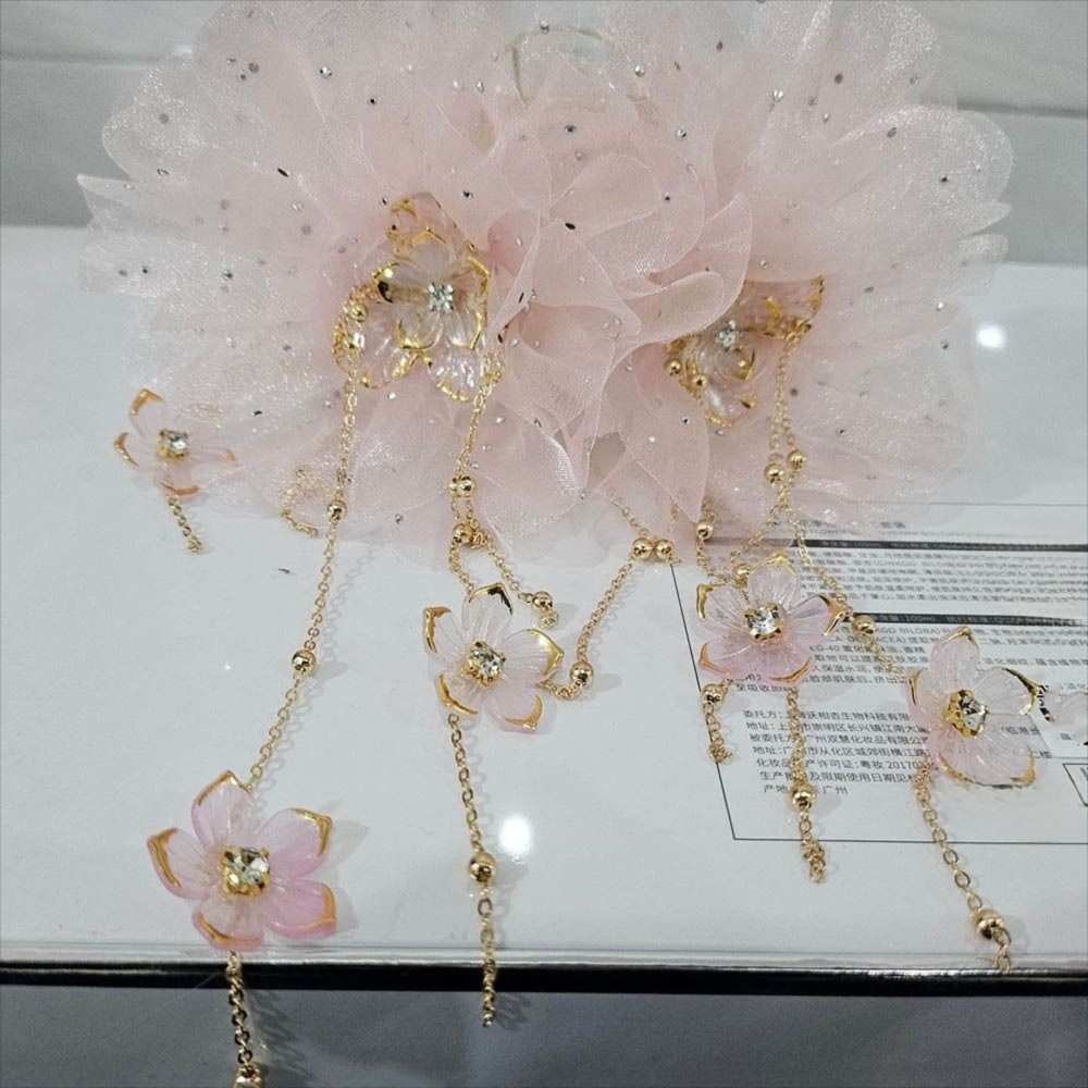 คลิปโลภ CEREZA วัสดุตาข่าย กิ๊บติดผมดอกไม้ดอกบัว, เลื่อมหรูหราพู่พลาสติกผม Claw งานแต่งงาน ราคา ถูกที่สุด ดีลบีเคเค แกลเลอรีภาพที่ 8