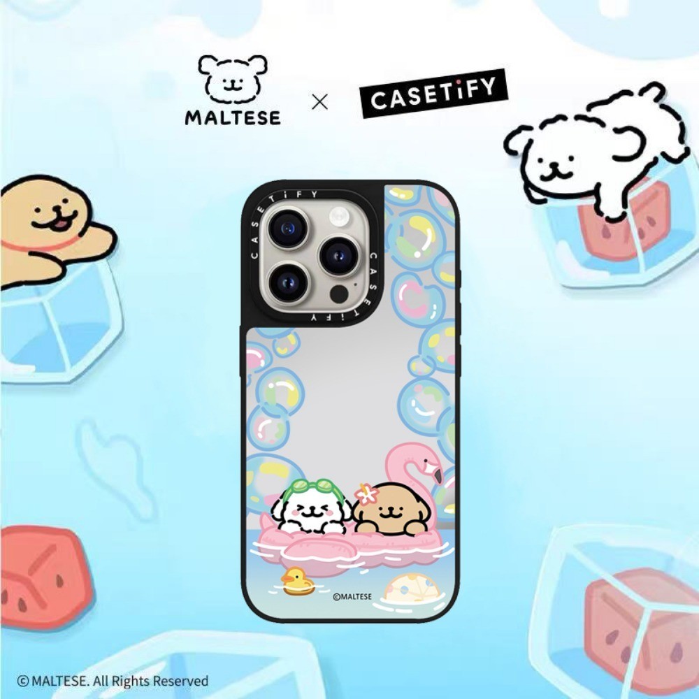 Magnetic Maltese Bubbles Puppy Mirrorเคสโทรศัพท์สําหรับIPhone 16 Pro Max 15 14 13 12 11 Pro Maxปลอกแข็งกันกระแทก - รูปที่ 3