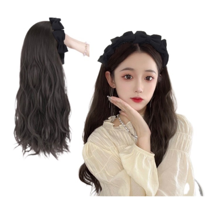 Aegyoshoppe - H2102 วิกผม bando korea 60 cm - ที่คาดผมสีดํา ชาดํา