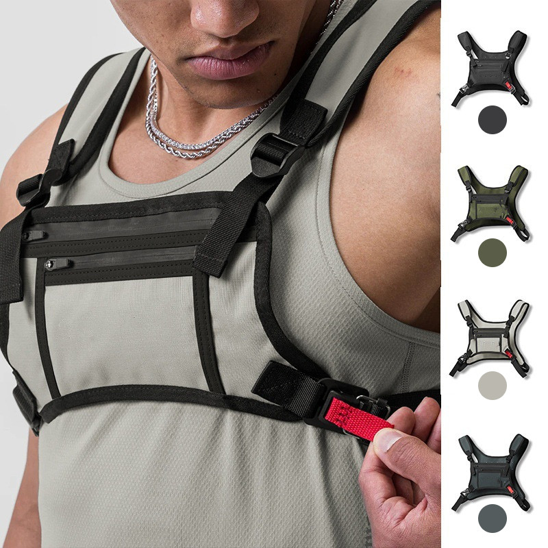 กระเป๋าเสื้อกั๊กอเนกประสงค์ กระเป๋าคาดหน้าอกกันน้ำแบบบางพิเศษ วัสดุสำหรับดำน้ำ สปอร์ต ลำลอง แฟชั่นสตรีทแวร์