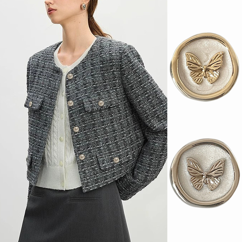 10ชิ้น1.8เซนติเมตร/2.3เซนติเมตรผีเสื้อปุ่มโลหะผิดปกติสําหรับเสื้อโค้ทและชุดเดรส,อุปกรณ์ตกแต่งบ้านเสื้อผ้า ทําเอง,ซิลเวอร์โกลด์พรีเมี่ยมเย็บกระดุม