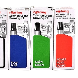 Rotring Ink 23ml สีแดงสีเขียวสีดําสีขาวฟ้าเข็มฉีดยาปากกาเติมหมึกวาด Hook Line