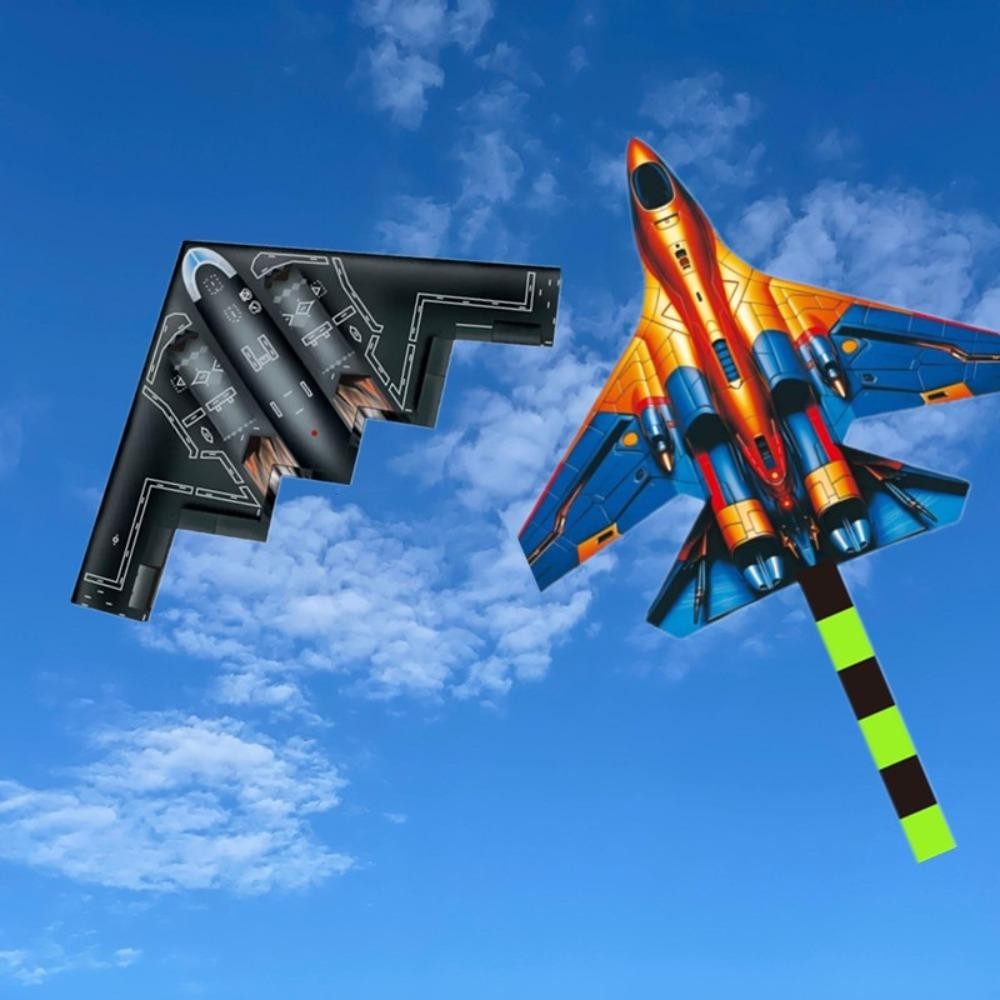 OYPESERG เครื่องบิน Kites, Black Fighter Easy to Fly Aircraft Kite, บินดีพร้อมสายว่าว 100 เมตร 1.4/1.6 ม. สวนว่าวเดลต้าขนาดใหญ่ - รูปที่ 4