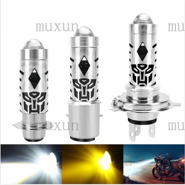 รถจักรยานยนต์ Dual สีไฟหน้า LED BA20D P15D สีขาวสีเหลืองไฟหน้าโปรเจคเตอร์เลนส์หลอดไฟมอเตอร์ขับรถไฟ DRL โคมไฟด้านหน้า