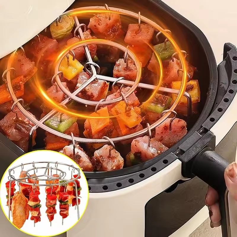 ตะแกรงเสียบทอดอากาศสแตนเลส-เตาอบและบาร์บีคิวย่างเครื่องมืออบ,ที่ใส่ เคบับ แบบใช้ซ้ําได้สําหรับการคั่ว,นึ่ง