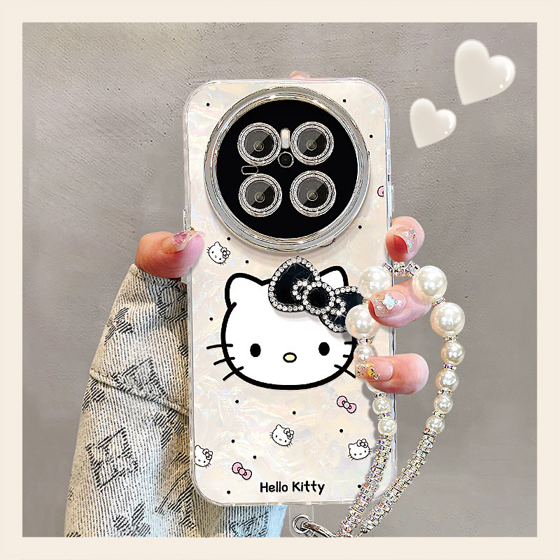 [68] เหมาะสําหรับ Huawei mate70 เคสโทรศัพท์ฤดูร้อนใหม่สไตล์หญิง mate60/30 Line kt สร้อยข้อมือโบว์แมว