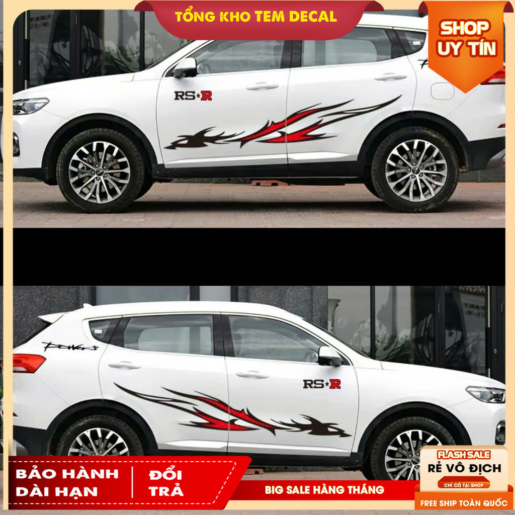 ชุดสติ๊กเกอร์ข้าง RS*R 40x1m7 สําหรับรถยนต์ รถยนต์ รถกระบะ.สล สติ๊กเกอร์ 2 ทั้งสองด้าน