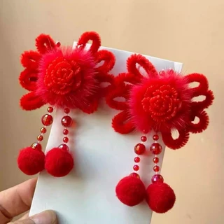 แฟชั่น1ชิ้นปีใหม่สีแดงเด็กเด็กจีนบอล ชม. หูฟัง เครื่องประดับผม