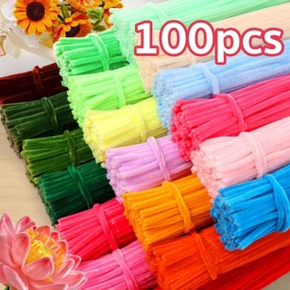 ลวดกำมะหยี่ DIY 100 ชิ้น ที่มีสีสัน บิด ทวิสก์ บาร์ ยาว 30 cm DIY ทำดอกไม้ นุ่ม ดัดง่าย ลวดทำดอกไม้ งานประดิษฐ์ สีพาสเทล