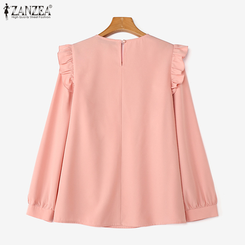 Zanzea เสื้อเบลาส์แขนยาวลําลองลูกไม้สําหรับผู้หญิง — صورة 7