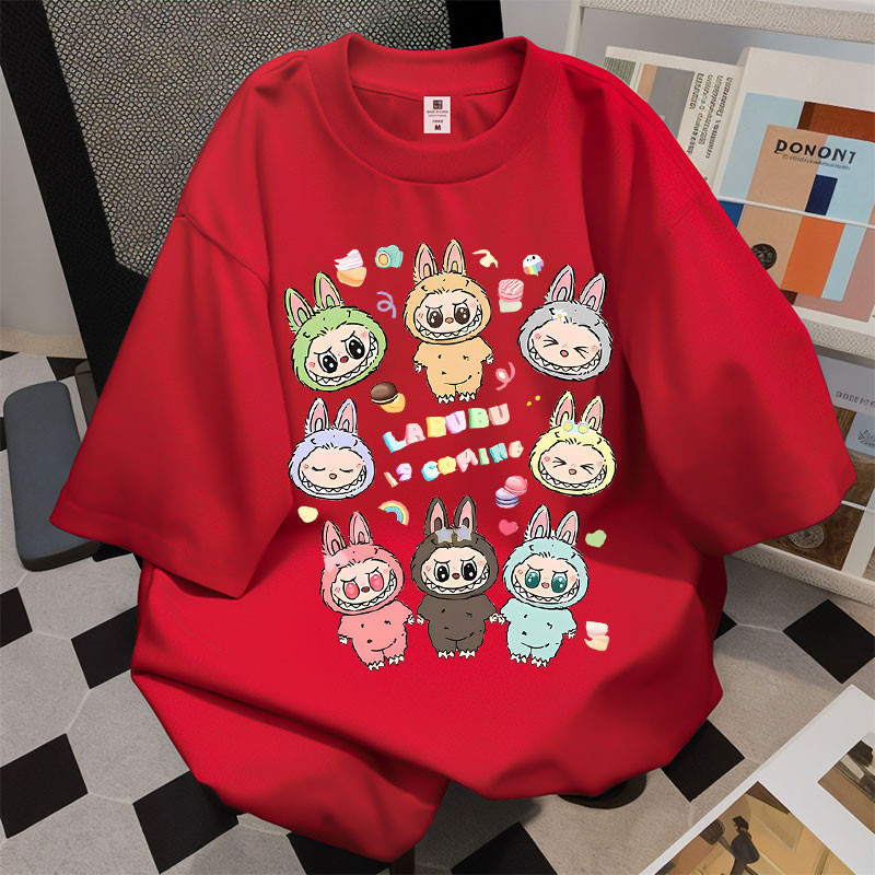 Family Teeslabubu ผู้หญิงเกาหลี Oversize M-4XL เสื้อยืดแขนสั้นฤดูร้อนหลวม Unisex ผู้ชายผู้หญิงที่ไม่ซ้ํากันเสื้อ Baju Perempuan Murah Wanita Baggy