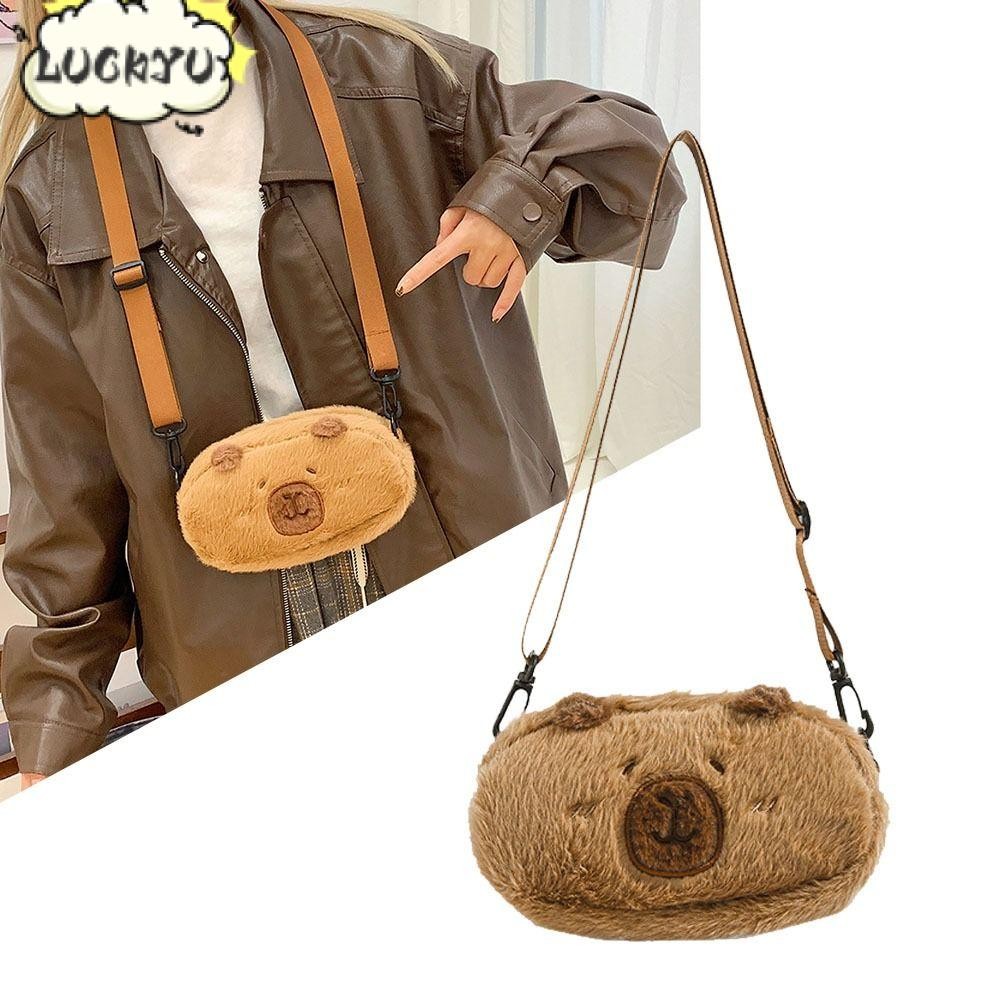Luckyu Capybara กระเป๋าเป้สะพายหลังตุ๊กตา,การ์ตูนกระเป๋าเป้สะพายหลังเด็กนุ่ม, Kawaii ตุ๊กตา Plushie กระเป๋าขนสัตว์