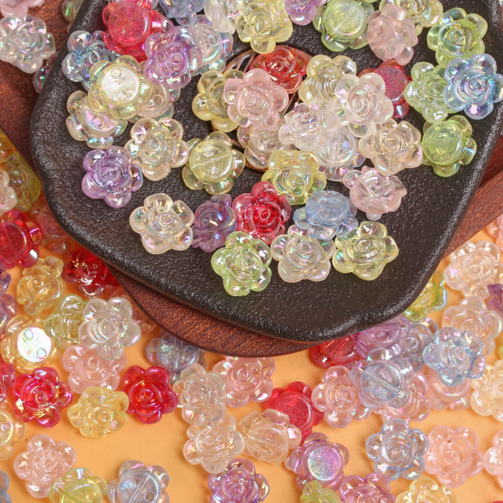 100 ชิ้น 12 มิลลิเมตรดอกไม้อะคริลิหลวม Spacer DIY Handcrafted ลูกปัดหลุม AB สี Charms สําหรับหัตถกรรมเครื่องประดับทําสร้อยข้อมือและสร้อยคออุปกรณ์เสริม
