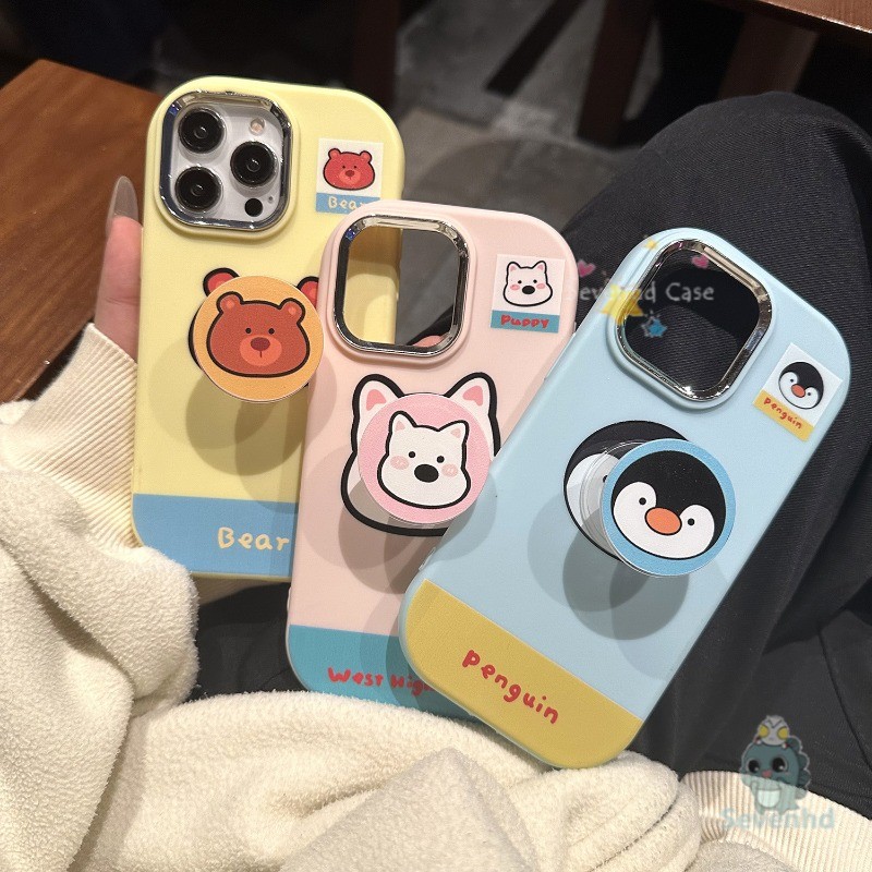Jellycatปลอกสําหรับiphone 11 6s Plus 16 15 14 13 12 Pro Max Xr X Xs Max 7 8 6 Insเกาหลีน่ารักสัตว์กลับวางผู้ถือ + เคสโทรศัพท์ชุบหรูหรากันกระแทกฝาหลังป้องกัน