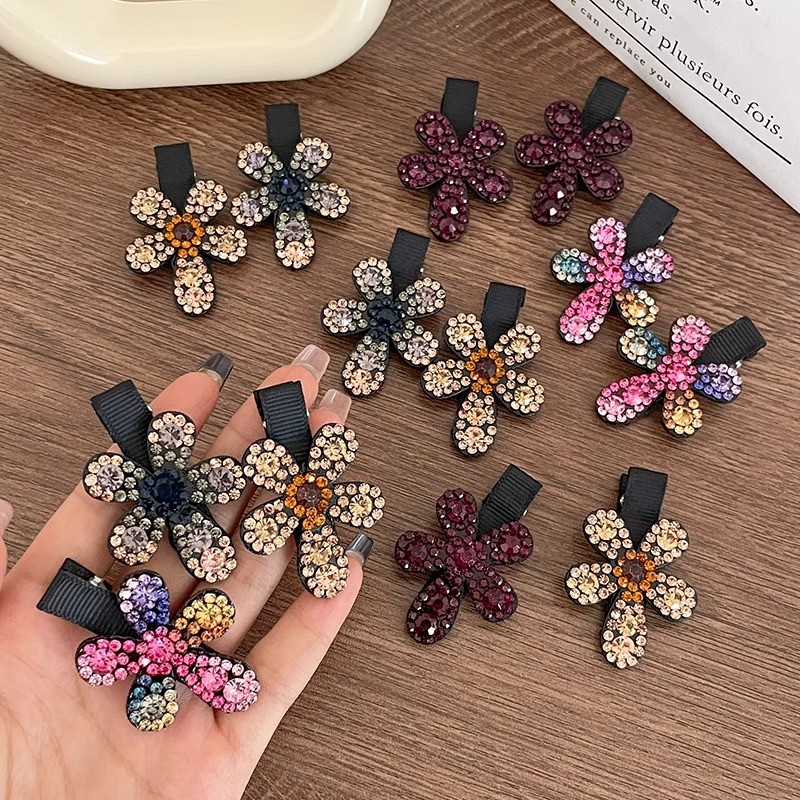 4 ชิ้นดอกไม้ที่มีสีสัน Hairpins แฟชั่นเกาหลี Elegant Zircon กิ๊บติดผมอุปกรณ์เสริมผมสําหรับผู้หญิงs