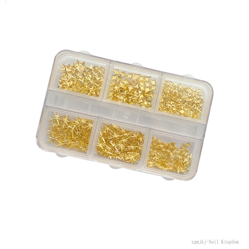 1 กล่องประกอบด้วย 6 ช่องเล็กชุดเครื่องประดับเล็บลายดาวอเนกประสงค์ / แผ่นโลหะตกแต่งเล็บ / เครื่องประดับหัวใจอีกาที่สวยงาม - รูปที่ 7