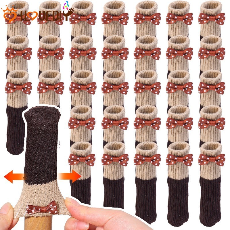 [3-5 วันมาถึง] ผีเสื้อผูกเก้าอี้ขาฝาครอบป้องกัน-กันลื่นป้องกันรอยขีดข่วนป้องกันเสียงรบกวน-โซฟาฟุตกรณี-ถักขาโต๊ะแขน-เฟอร์นิเจอร์ขาป้องกัน-ตกแต่งบ้าน