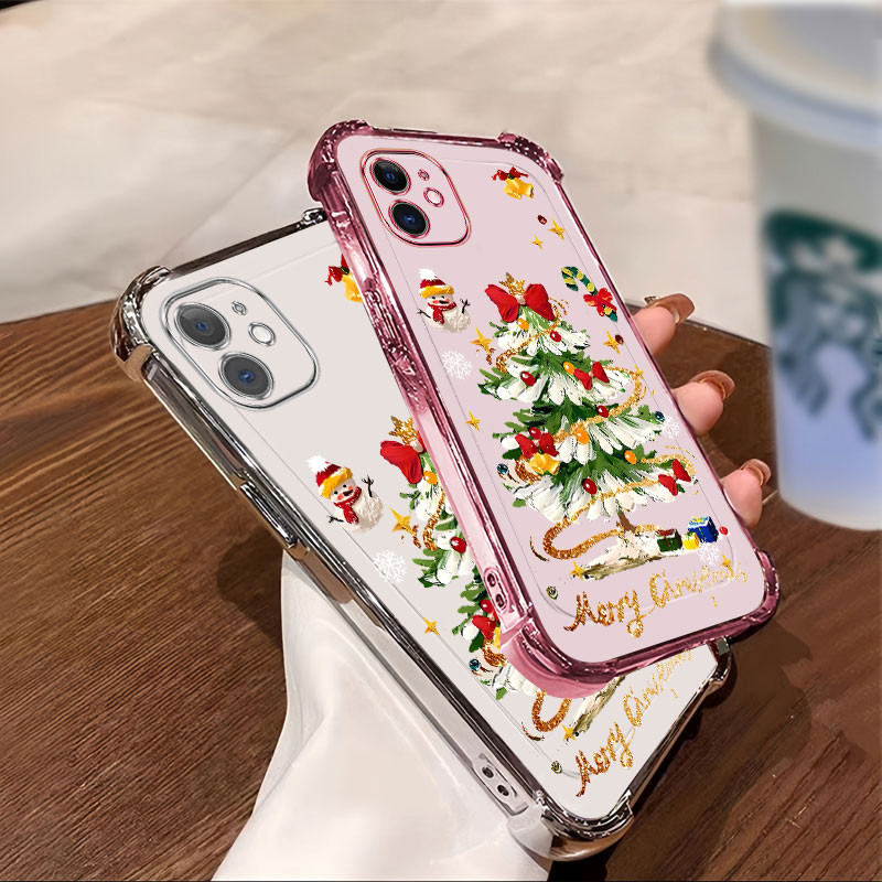 ปลอก iphone 11 12 pro max เคสโทรศัพท์สําหรับคริสต์มาส 2025 ปีใหม่ Soft Anti fall เกราะป้องกันน่ารัก PGS