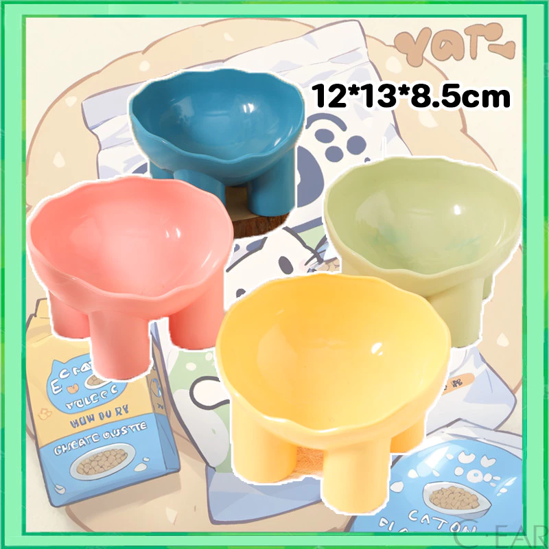 ชามอาหารเก้ากี้สี่ขา ชามให้อาหารแมว ทรงสูง ชามสำหรับสัตว์เลี้ยง 4 สี