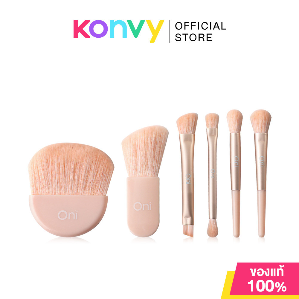 Oni 8 in 1 Mini Portable Brush Set #Sakura Pink เซทแปรงแต่งหน้าโอนิ 8in1 สีชมพูซากุระ 6 ด้าม 8 หัว ไซส์มินิ.