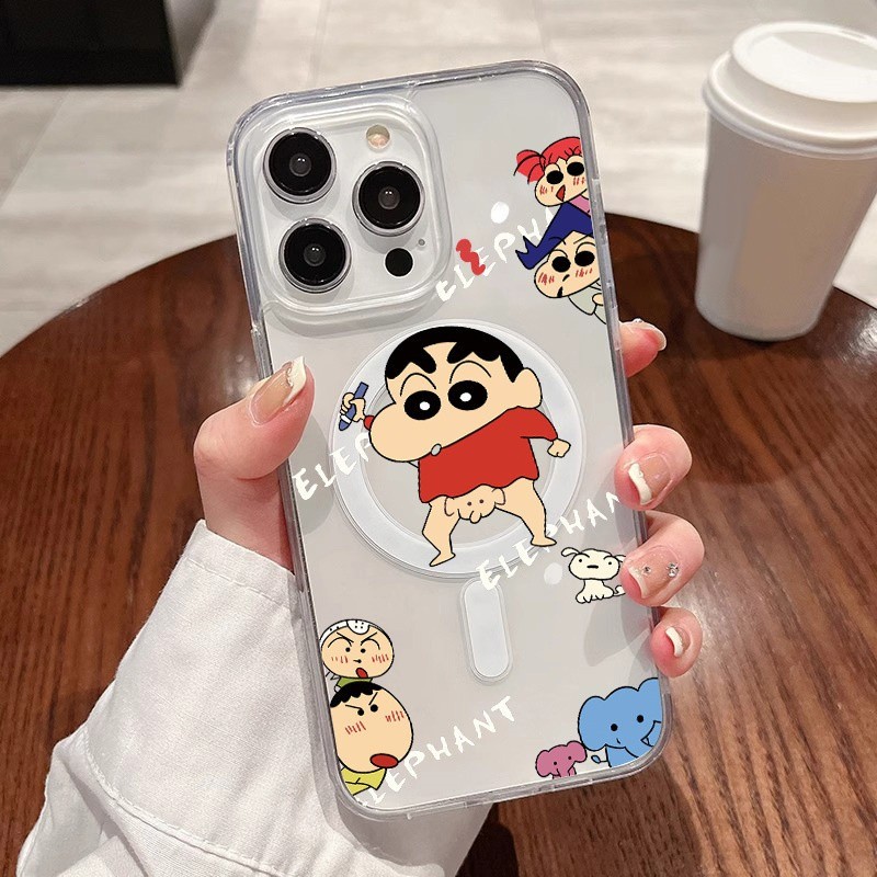 ส่งจากไทย การ์ตูนดินสอสี Shinshin iPhone 16 15 11 13 14 12 Pro Max 7Plus X Xr Xs Max HD PMMA Phone Case